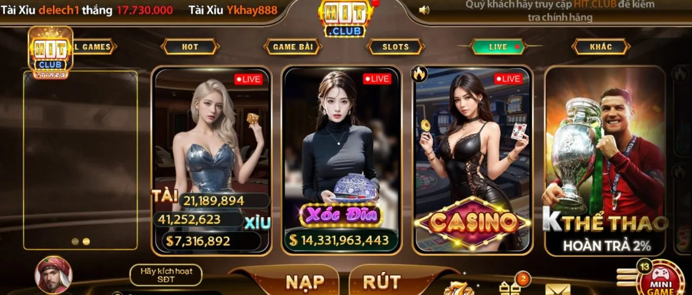 Truy cập vào trang chủ của Hitclub 