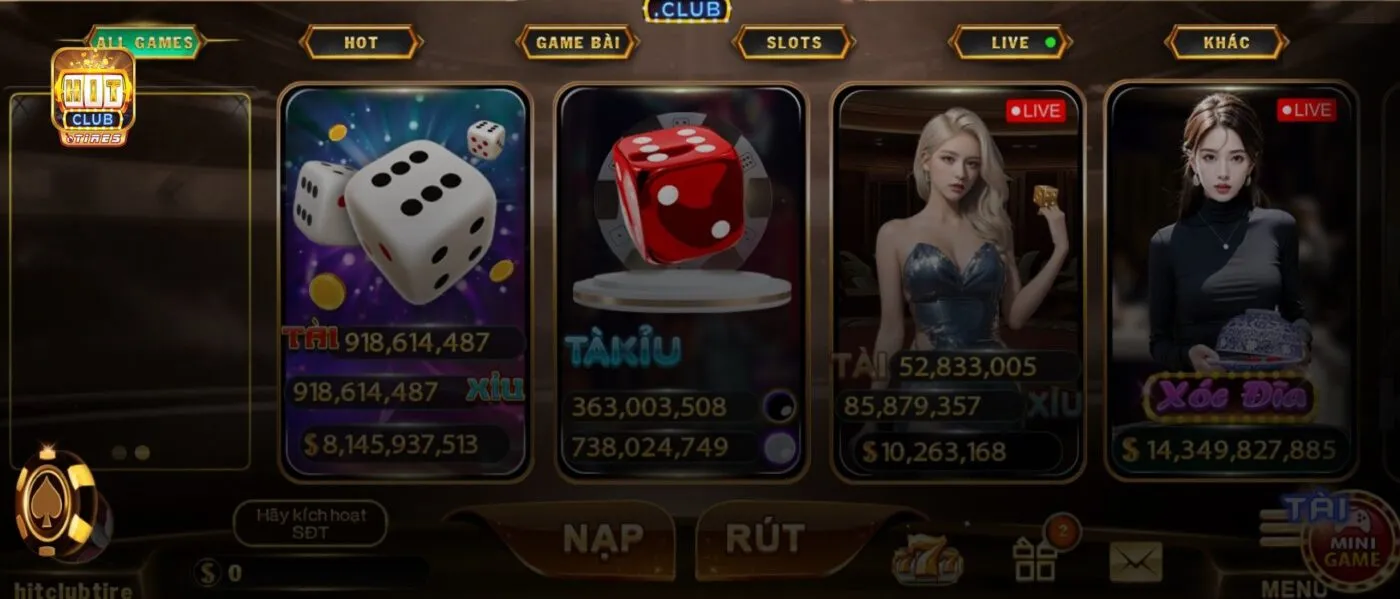 Các phương thức nạp tiền được Hitclub hỗ trợ 